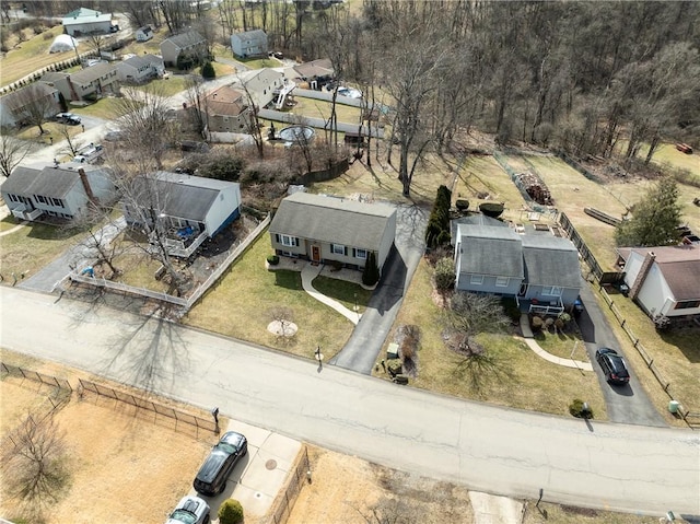 birds eye view of property with a residential view