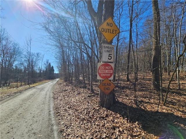 view of road with traffic signs