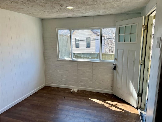 entryway featuring dark wood finished floors, plenty of natural light, and baseboards