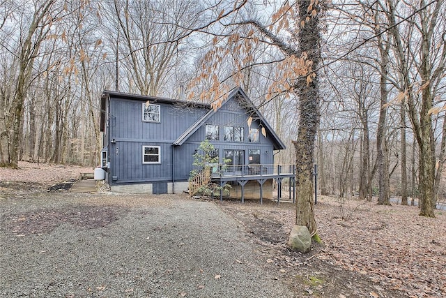 rustic home with a deck