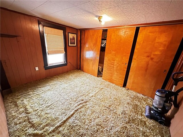 39 Dunkard Ave, Uniontown, PA 15401 - unfurnished bedroom featuring carpet floors and wood walls