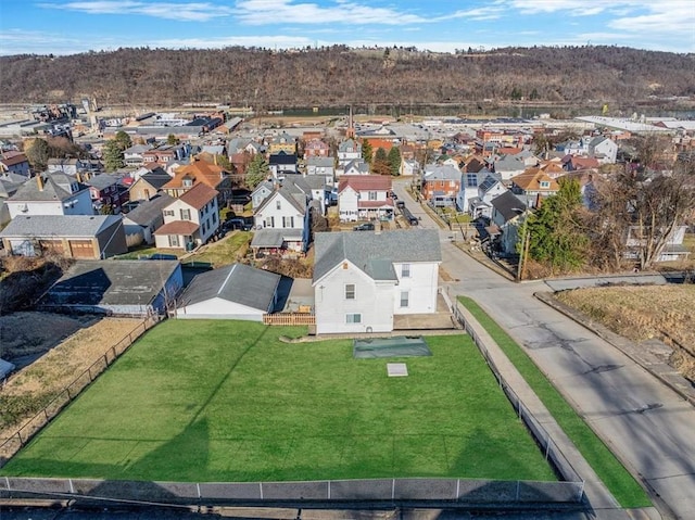 birds eye view of property with a residential view