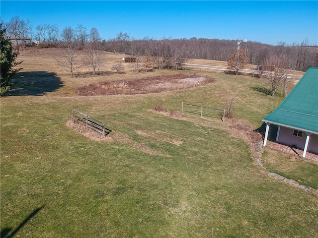 drone / aerial view with a rural view