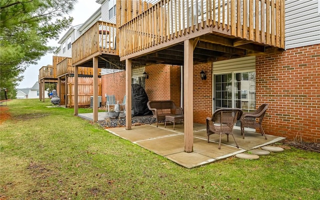 view of patio featuring central AC and a deck