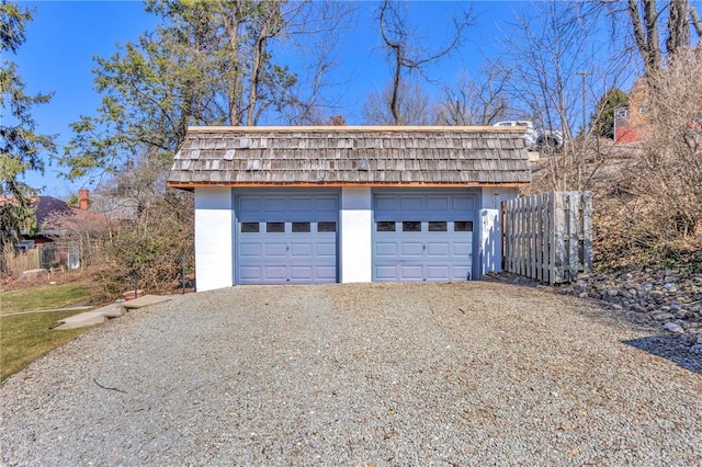 view of detached garage