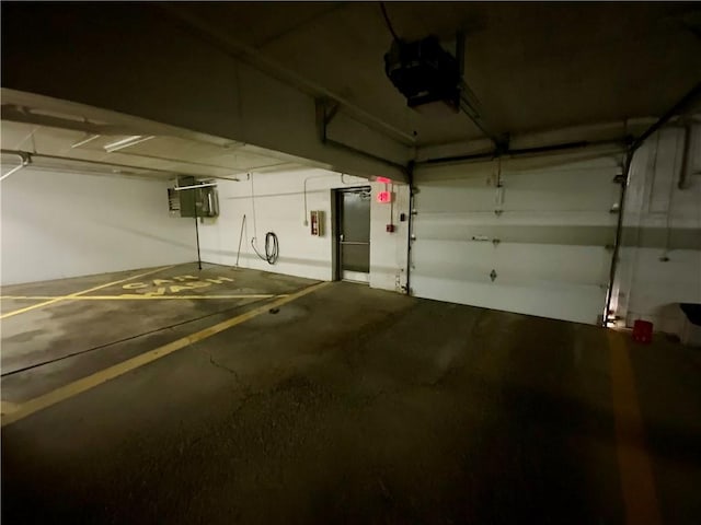 garage with a garage door opener