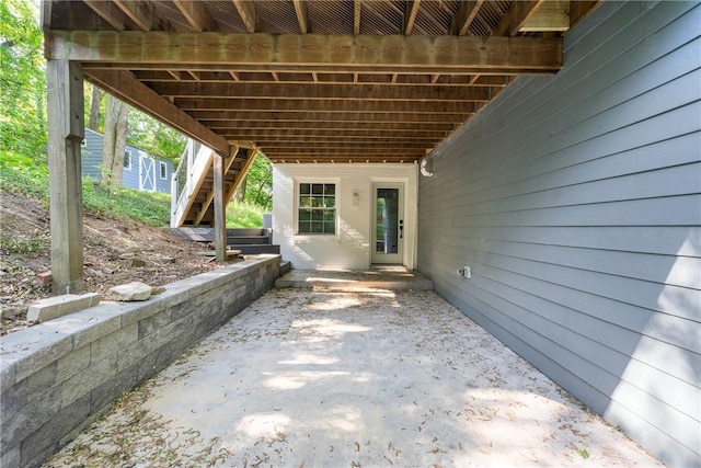 view of patio featuring stairs