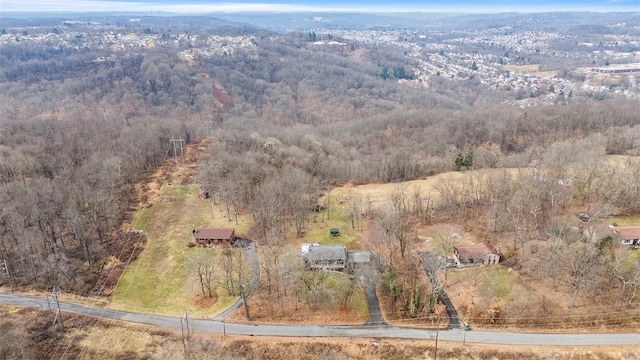 aerial view with a view of trees and a rural view