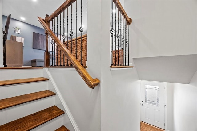 stairs with recessed lighting