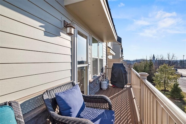 balcony featuring area for grilling