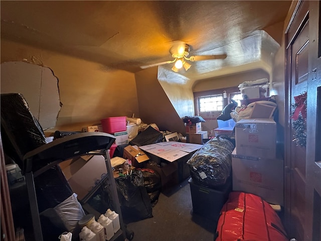 bonus room featuring a ceiling fan