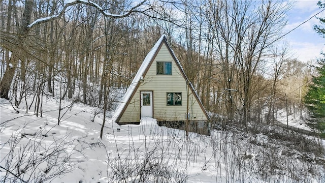 view of snow covered exterior