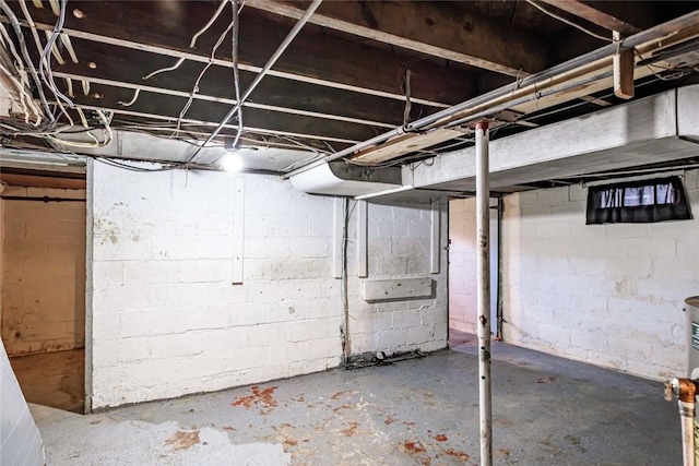 view of unfinished basement