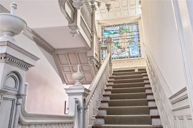 5435 Dunmoyle St, Squirrel Hill, PA 15217 - staircase with a decorative wall and a high ceiling