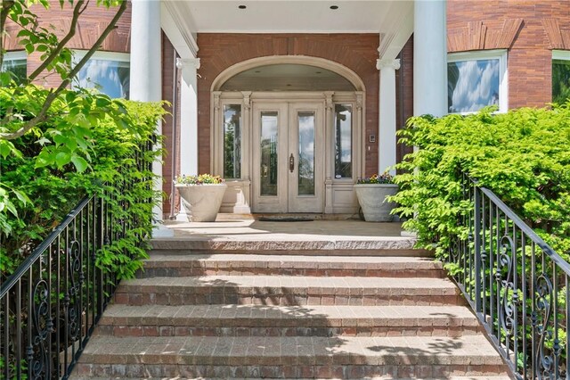 5435 Dunmoyle St, Squirrel Hill, PA 15217 - doorway to property with french doors and a porch