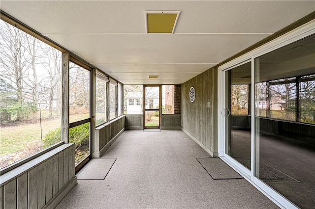 view of unfurnished sunroom