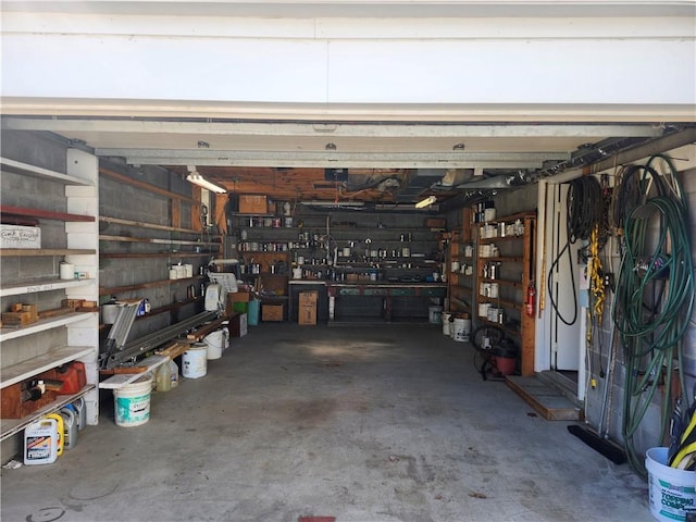 garage featuring a workshop area