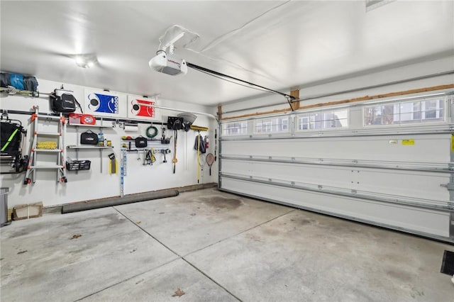 garage with a garage door opener