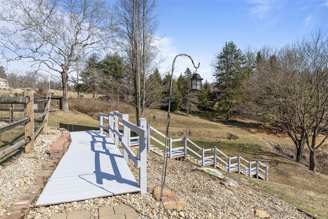 view of community with fence