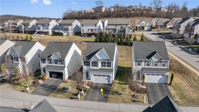 aerial view with a residential view