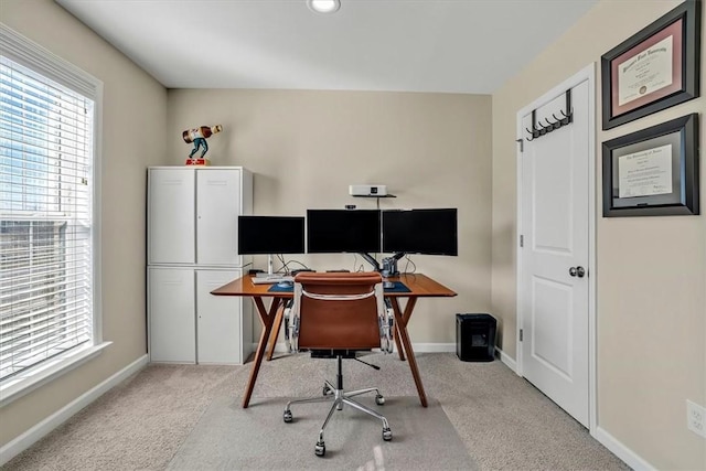 office area with carpet and baseboards