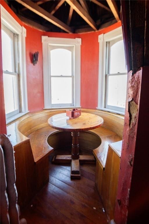 dining room featuring a healthy amount of sunlight and hardwood / wood-style floors