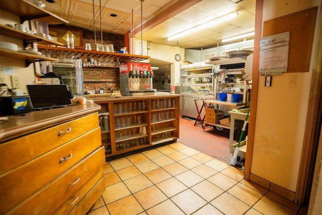 interior space featuring light tile patterned floors