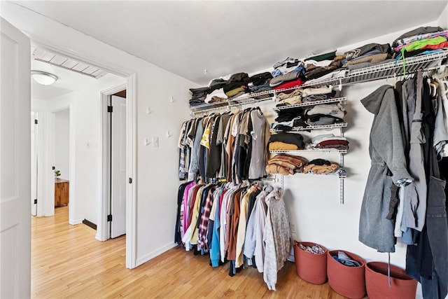 spacious closet featuring wood finished floors