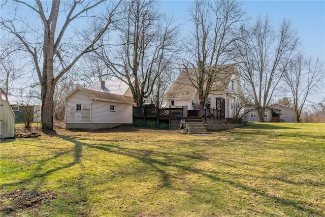 view of yard with a deck