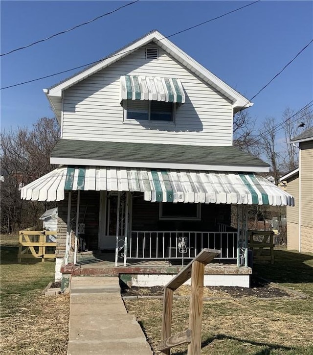 view of front facade featuring covered porch