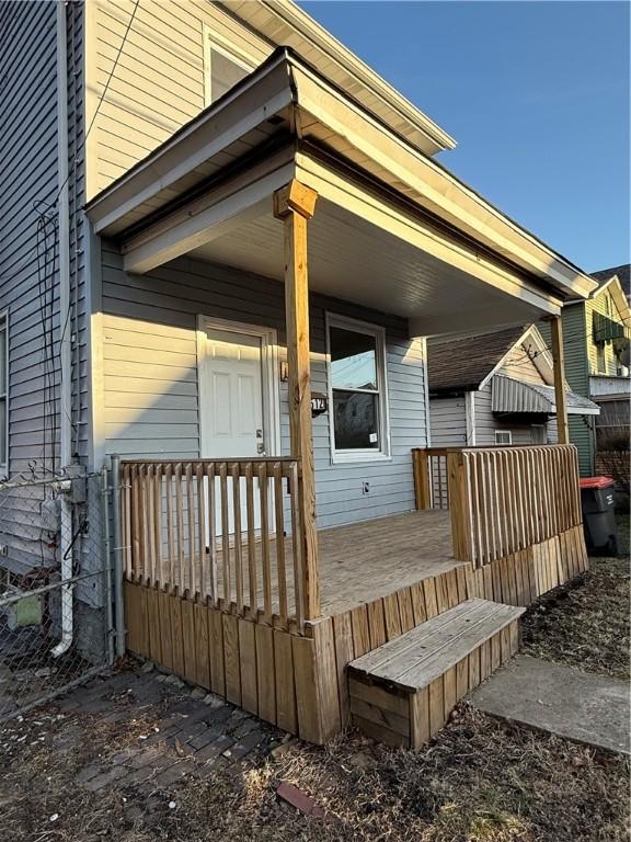 deck featuring a porch