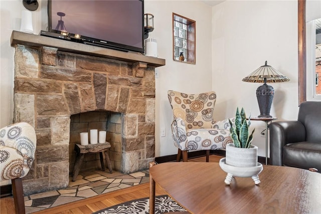 living area with wood finished floors