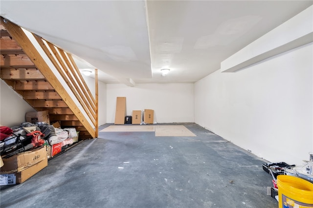 finished basement with stairs