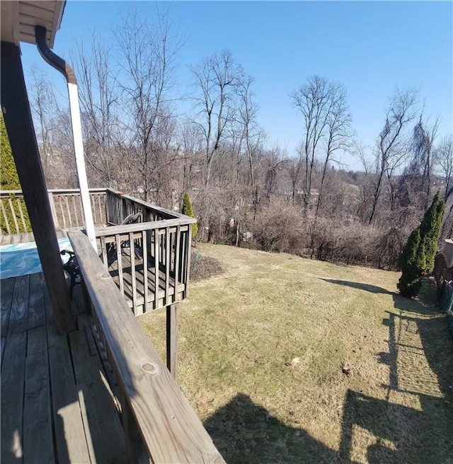 view of yard featuring a wooden deck