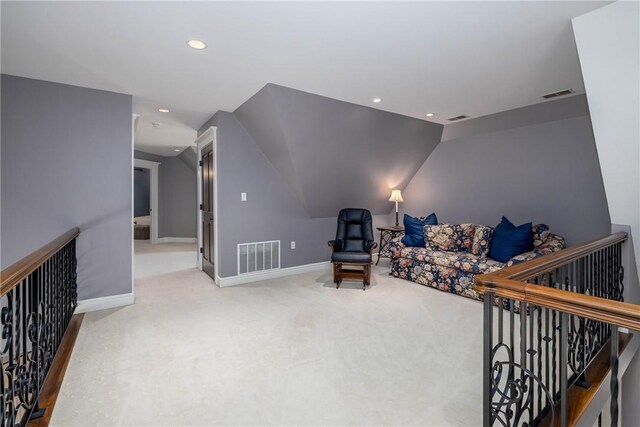 29 Virginia Ln, Cecil, PA 15317 - living area with an upstairs landing, recessed lighting, carpet floors, and lofted ceiling
