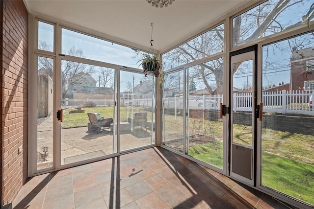 view of unfurnished sunroom