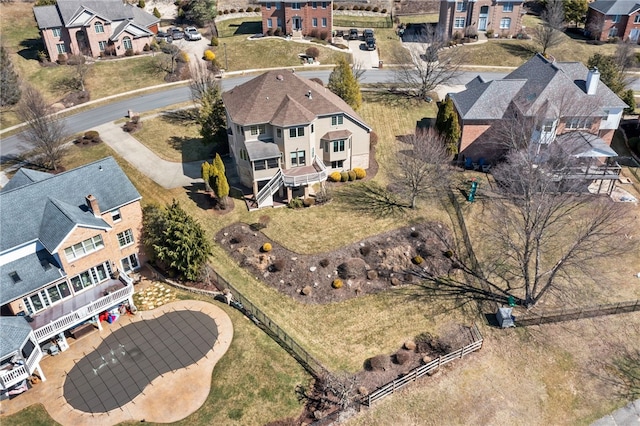 bird's eye view with a residential view