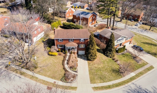 drone / aerial view with a residential view