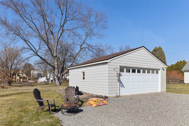 view of detached garage