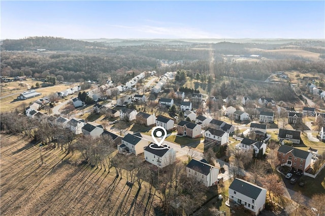 drone / aerial view with a residential view