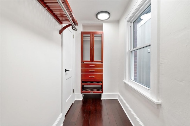 interior space featuring dark wood-type flooring