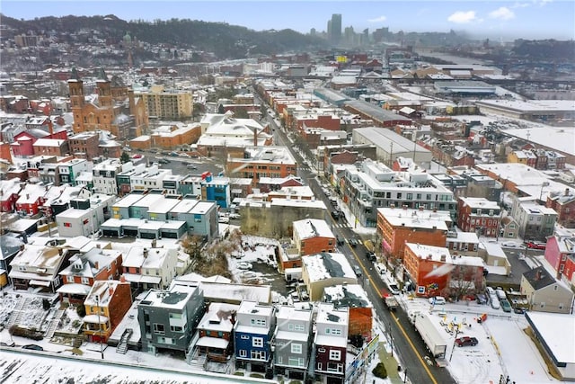 birds eye view of property with a view of city