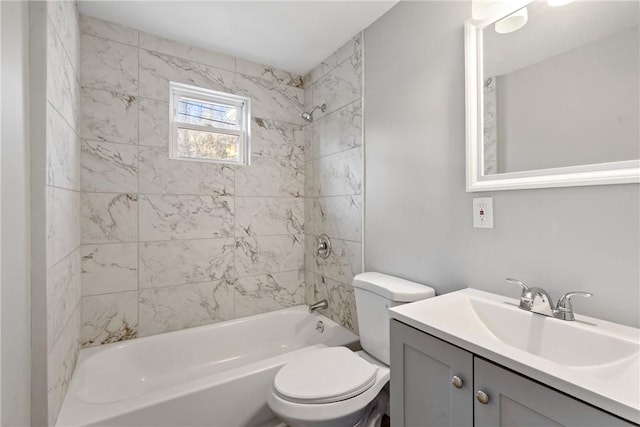 full bathroom featuring vanity, toilet, and shower / bathtub combination