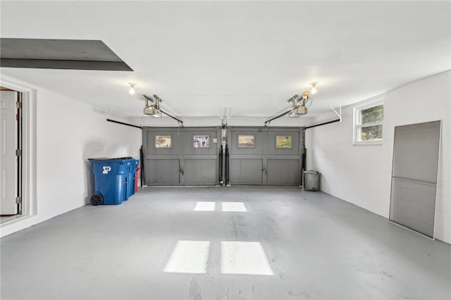 garage with a garage door opener