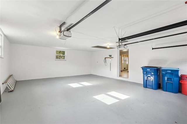 garage with a garage door opener