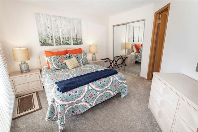 bedroom featuring a closet and carpet floors