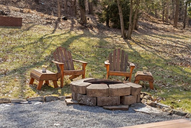 exterior space featuring a fire pit