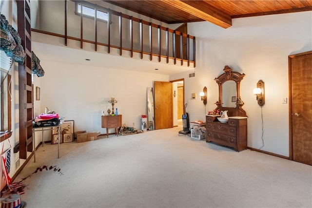 garage with visible vents and wooden ceiling