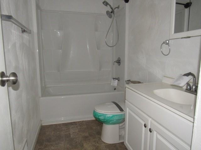 full bath featuring vanity and shower / tub combination