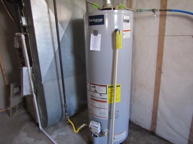 utility room featuring water heater